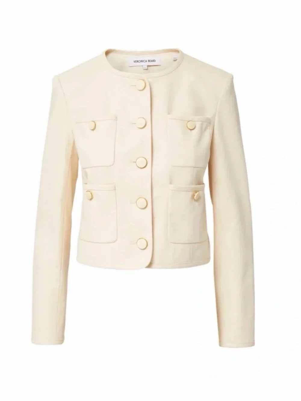 Veronica Beard Cream Cropped Double-Breasted Blazer - Picture 4 of 4